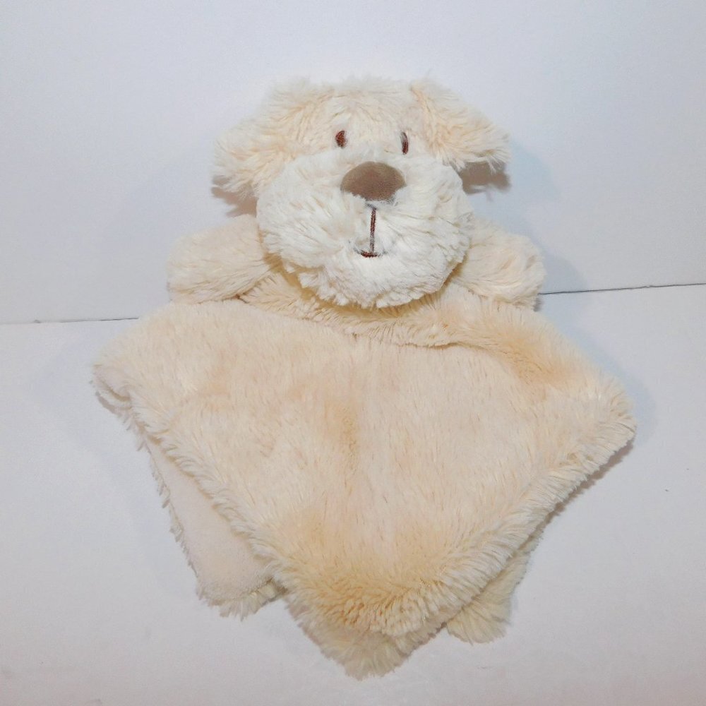 Kellytoy K LUXE Tan Cream Puppy Dog Rattle Security Blanket Baby lovey Nunu